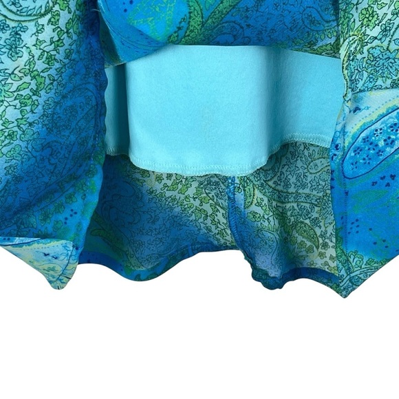 Vtg. Y2K My Michelle Sleeveless Blue Paisley Print Chiffon Midi Dress Sz. 7/8 - Picture 5 of 12